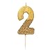 Produktbild Talking Tables Gold Nummer 2 Geburtstagskerze mit Glitzer  Tortendekoration für Kinder, Erwachsene, 21. Geburtstagsfeier, Jubiläum, Meilensteinzeitalter