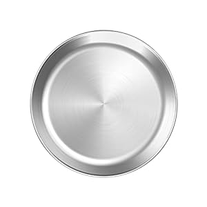 Small Stainless Steel Pizza Pan Round Pizza Tray, Round Pizza Plate For Pie Cookie Pizza Cake, Non Toxic & Heavy Duty, Brushed Finish & Easy Clean & Diameter 9 Inch