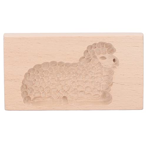 Holigie Animal Cookie Mold Wooden Biscuit Press Stamp Lovely Vivid Pattern Easy Demoulding Smoothly Surface for Baking Beech Wood Made (Little Lamb)