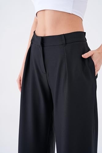 Wide Leg Work Pants Women’s Elastic High Waisted Casual Office Dress Pants Trousers with Pocket Normal and Plus Size Slacks3