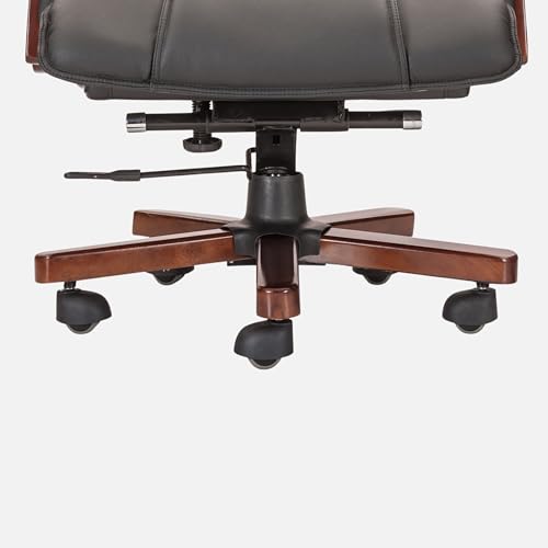 Image of LAKDI Furniture Co High Back Fully Cushioned Leatherite with Wooden Work Office Chair | Revolving Chair | Executive Chair | Director Chair 5-Year Warranty & Free Assembly -Balck
