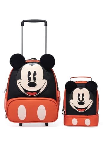 Kit Mochila Disney Rodinha Estojo Lancheira Mickey Escolar Resistente