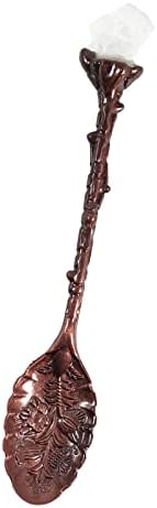 Soulnioi Retro Amethyst Crystal Alloy Metal Coffee Tea Spoon Dessert Spoon Vintage Ice Cream Spoons
