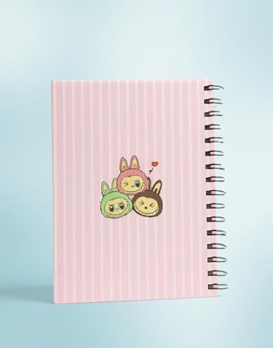 Image of LABUBU Pink Cute Spiral Diary - A5 Notebook for Kids Girls | Aesthetic Journal Book with Ruled 200 Pages | 80 GSM | Small Notebook Diary for School | Journaling Diaries | Notes & Gift
