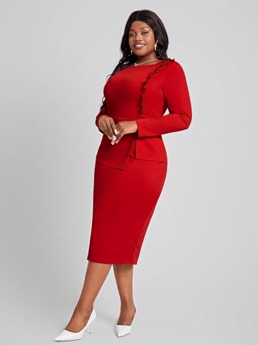 Image of KOTTY Women's Flowy Midi Round Neck Plus Size Dress