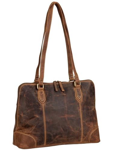 Sac à épaule ordinateur portable Greenburry Vintage en cuir brun