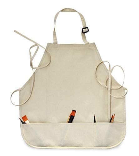 Image of Isomars Painter's Apron - Grey Canvas Art Apron for Artists, Painters, Students & Crafters - Size: Regular - 23.5 inch x 24.5 inch