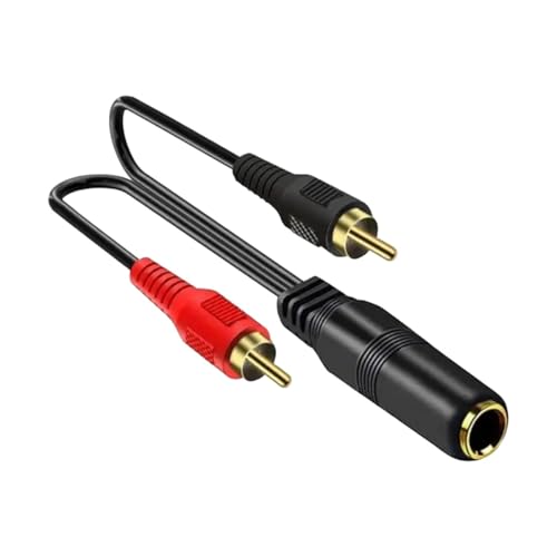 6.35 to 2RCA Cable, Cable Gold Plated 6.35mm 1/4 Inch Female to 2 Male Stereo Audlo Adaptier