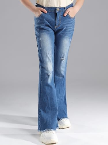 Flared Jeans for Girls Teens Ripped Bell Bottoms Denim Pants Casual Flare Leg Trousers4