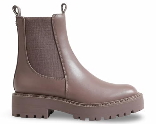 Image of Sam Edelman Laguna Chinchilla Leather Chelsea Moto Rounded Toe Pull On Boots (Chinchilla, 8)