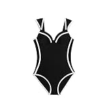 CBUJHXQ 水着 女性 フィットネス 黒の縞模様のプッシュアップワンピース水着ボディスーツレディース水着女性水泳水着スーツ (Size : Medium)