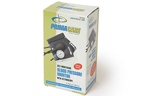 Primacare Medical Supplies Ds-9196 Professional Classic Series Large Adult Size Manual Blood Pressure Kit, Long Lasting Latex Inflation System With D-Ring Cuff And Stethoscope, Navy, Large Adult - With D-Ring Cuff #TOP6