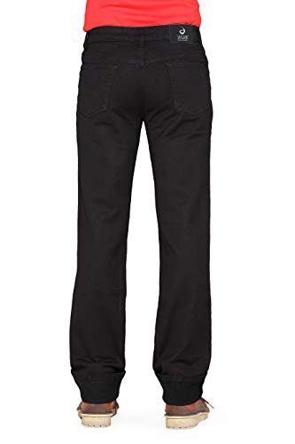 Image of Mens Super Stretchable Relax Fit Silky Fabric Jeans- Black