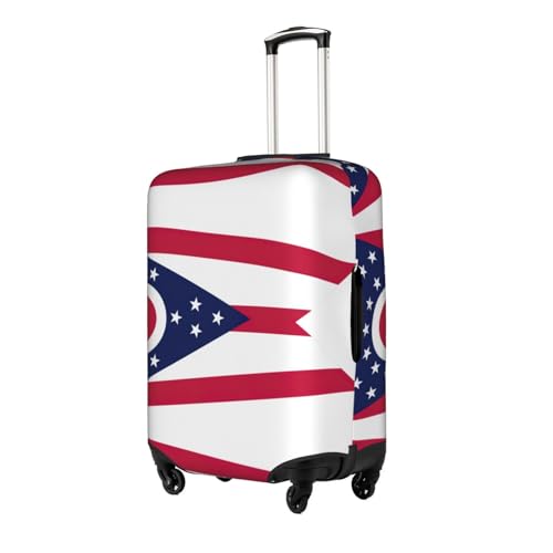 Ohio State Flag Print Travel Elastic Suitcase Luggage Baggage Cover Protector, Washable And Anti-Scratch2