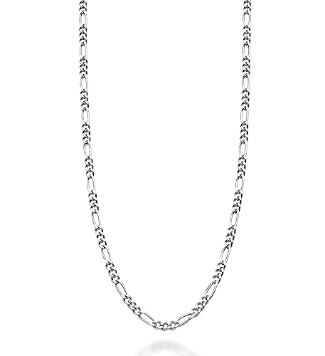 Miabella Italian Solid 925 Sterling Silver, 18Kt Gold Plated 2.3mm Diamond-Cut Figaro Link Chain Necklace for Women Men, Made in Italy - Main Image