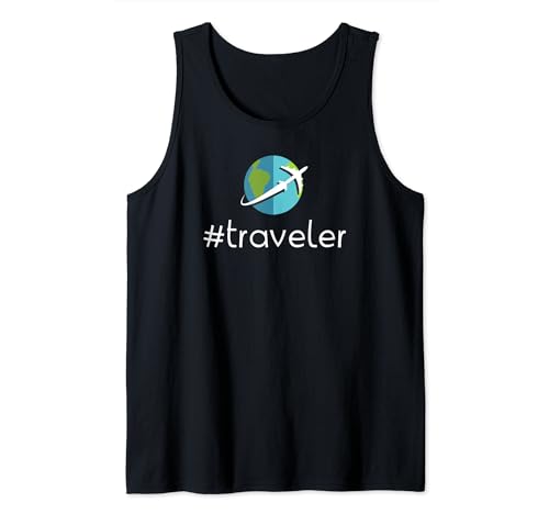 Camiseta Hashtag Traveller de viaje por el mundo. Camiseta sin Mangas