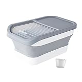 FJMQHU Dog Cat Food Storage Container, Food Storage Box, 22lbs Large Capacity Kitchen Rice Bin, Dog Food Container for Pet Food, Flour, Gray