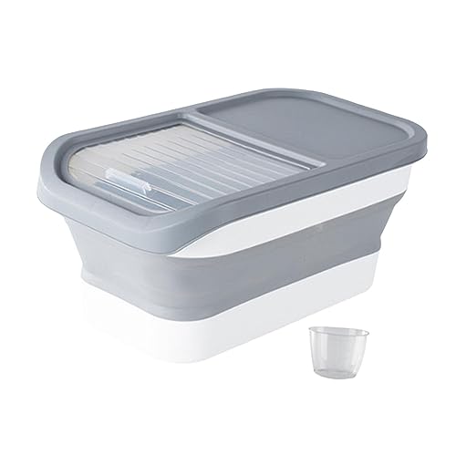 FJMQHU Dog Cat Food Storage Container, Food Storage Box, 22lbs Large Capacity Kitchen Rice Bin, Dog Food Container for Pet Food, Flour, Gray