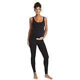 Ingrid & Isabel Basics - Active Long Unitard for Women - Maternity Romper Bumpsuit - Black Scoop Neck Tank Top Maternity Bodysuit, Womens Size S