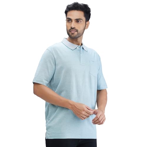 Image of Colorplus Men's Comfort Fit Solid Pattern Pure Cotton Plain Collar Half Sleeve Casual T-Shirt