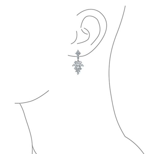 Art Deco Style Vintage Style Marquise Leaf Starburst Cubic Zirconia Aaa Cz Statement Collar V Necklace & Chandelier Dangle Earrings Bridal Jewelry Set For Women Wedding Prom Pageant Silver Plated #TOP4