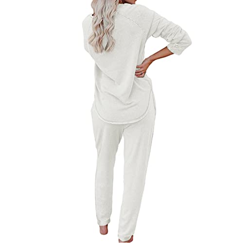Saeklia Cozy 2 Piece Outfits Lounge Sets For Womens Loungewear Long Sleeve Tops And Joggers Sweatpants Sweats Track Suits Sets - White Xxl #TOP3