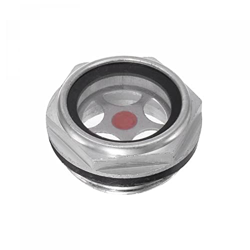 sourcing map Air Compresseur Huile Niveau Jauge Vision Verre M27x1,5mm Mâle Fileté Aluminium Organique Verre Liquide Indicateur Vision Fenêtre