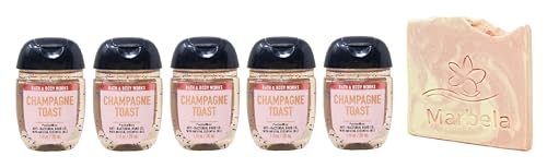 Bath & Body Works Champagne Toast Champagne Toast 5 Pack PocketBac Hand Sanitizer with a Himalayan Salts Springs Sample Soap.