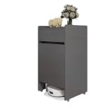 AOUTNロボット掃除機対応収納。キャビネット 扉付きストレージ テーブル一体型 ロボット掃除機 収納キャビネット移動可能 キャスター付き すっきり収納 家庭やオフィス向けの自立型ラック。 (グレー)