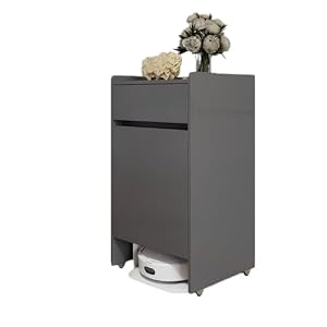 AOUTNロボット掃除機対応収納。キャビネット 扉付きストレージ テーブル一体型 ロボット掃除機 収納キャビネット移動可能 キャスター付き すっきり収納 家庭やオフィス向けの自立型ラック。 (グレー)