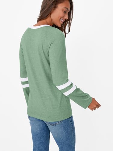 Image of AUTOMET Womens Color Block Long Sleeve Shirts Oversized Crewneck Casual Top