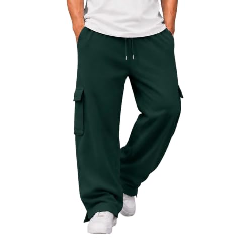 Baggy Sweatpants for Men Cargo Pants Wide Leg Fleece Open Bottom Sweatpant