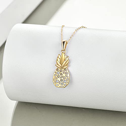 KECHO 14k Solid Gold Pineapple Necklace for Women, Fine Jewelry Christmas Gifts for Wife Girlfriend Daughter (Pineapple) - Image 5