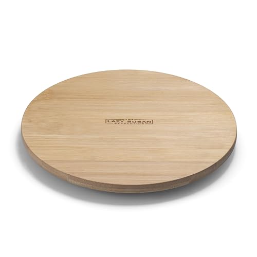 9" Bamboo Lazy Susan Revolution Turntable No Rim - Natural Bamboo Organizer for Spices, Kitchen, Pantry, or Office, 360° Rotation, Eco-Friendly