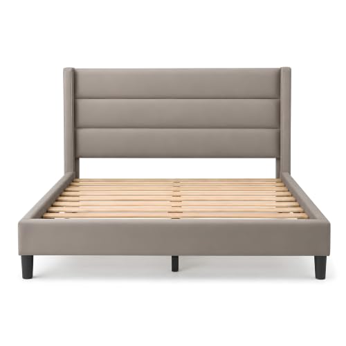 MATTERHORN Queen Size Taupe Fabric Bed - Image 4