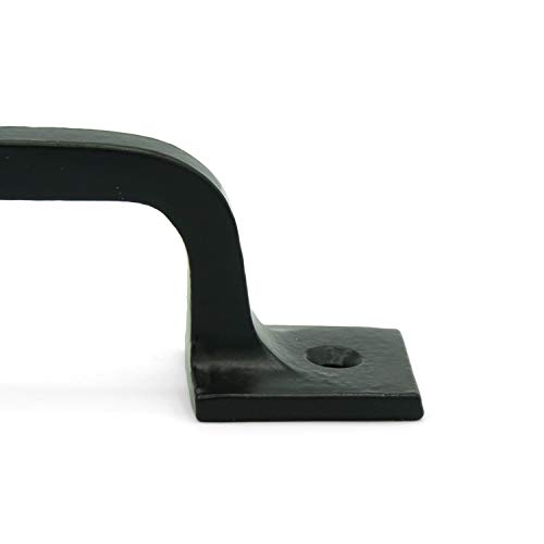 Black Cast Iron Pull Handles 9 Inch (Squared Base, Set Of 2) - Cabinet Door Handles, Gate Handle Pull, Barn Door Hardware, Grab Handles #TOP4