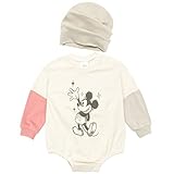  Disney Mickey Mouse Infant Baby Boys or Girls Bodysuit and Hat White/Gray 12 Months