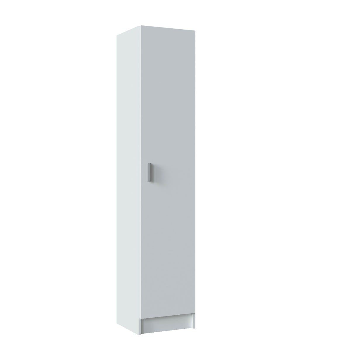 Trentiner Armadio multiuso H: 180 cm L: 37 cm bianco con un'anta, ripiani regolabili e apertura reversibile | Creta