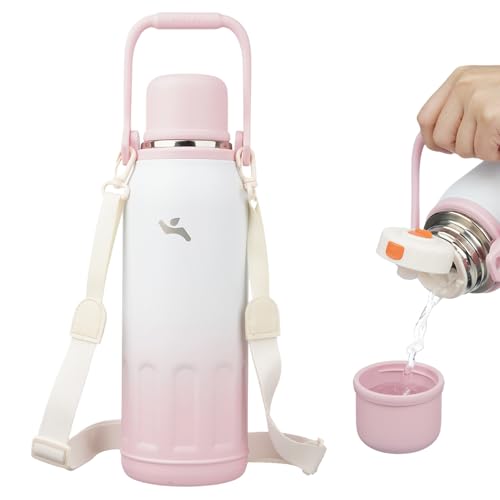 Image of Konokyo 50oz Thermos for Cold Drinks, Insulated Water Bottle, Pink Pearl