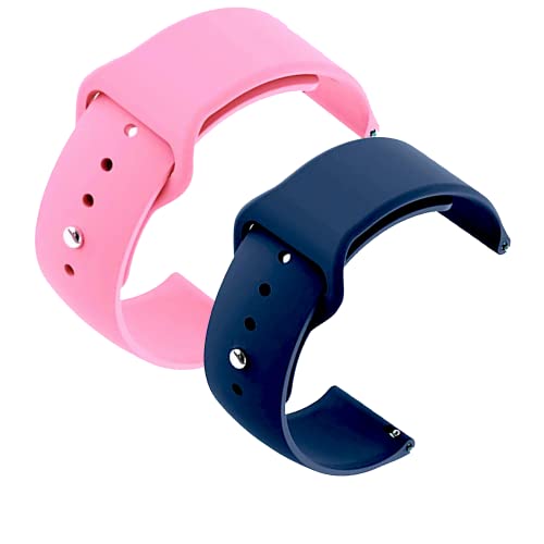 Image of YODI New Accessories Silicone 22MM Strap Belt Band for Smart Watch (Set of 2 Color) Combo Pack (Smart Watch NOT Included) (Pink-Blue)