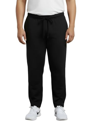 Image of Khakey Men's Black Regular Fit Cotton Plus Size Track Pant|Regular Fit Track Pants|Cotton Trackpant for Men|Solid Trackpants Men Combo