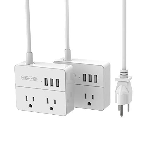 Super Deal Product Power Strip with USB 2-Pack, NTONPOWER Travel Power Strip, 2 Outlets and 3 USB Ports Desktop Charging Station, 5ft Extension Cord, Compact for Cruise Ship, Nightstand and Office - White Super Deal Product Power Strip with USB 2-Pack, NTONPOWER Travel Power Strip, 2 Outlets and 3 USB Ports Desktop Charging Station, 5ft Extension Cord, Compact for Cruise Ship, Nightstand and Office - White