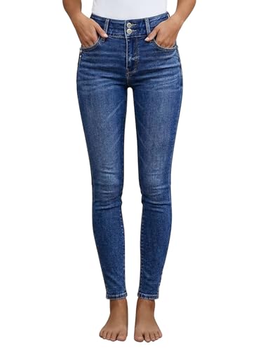 Image of Flamingals Womens High Rise Butt Lifting Curvy Skinny Jeans | Double Button,Tummy Contrl,Slim Fit, Stretchy Denim, Casual Wash, Daily, Work Office, Weekend, Travel, 2026 Trendy