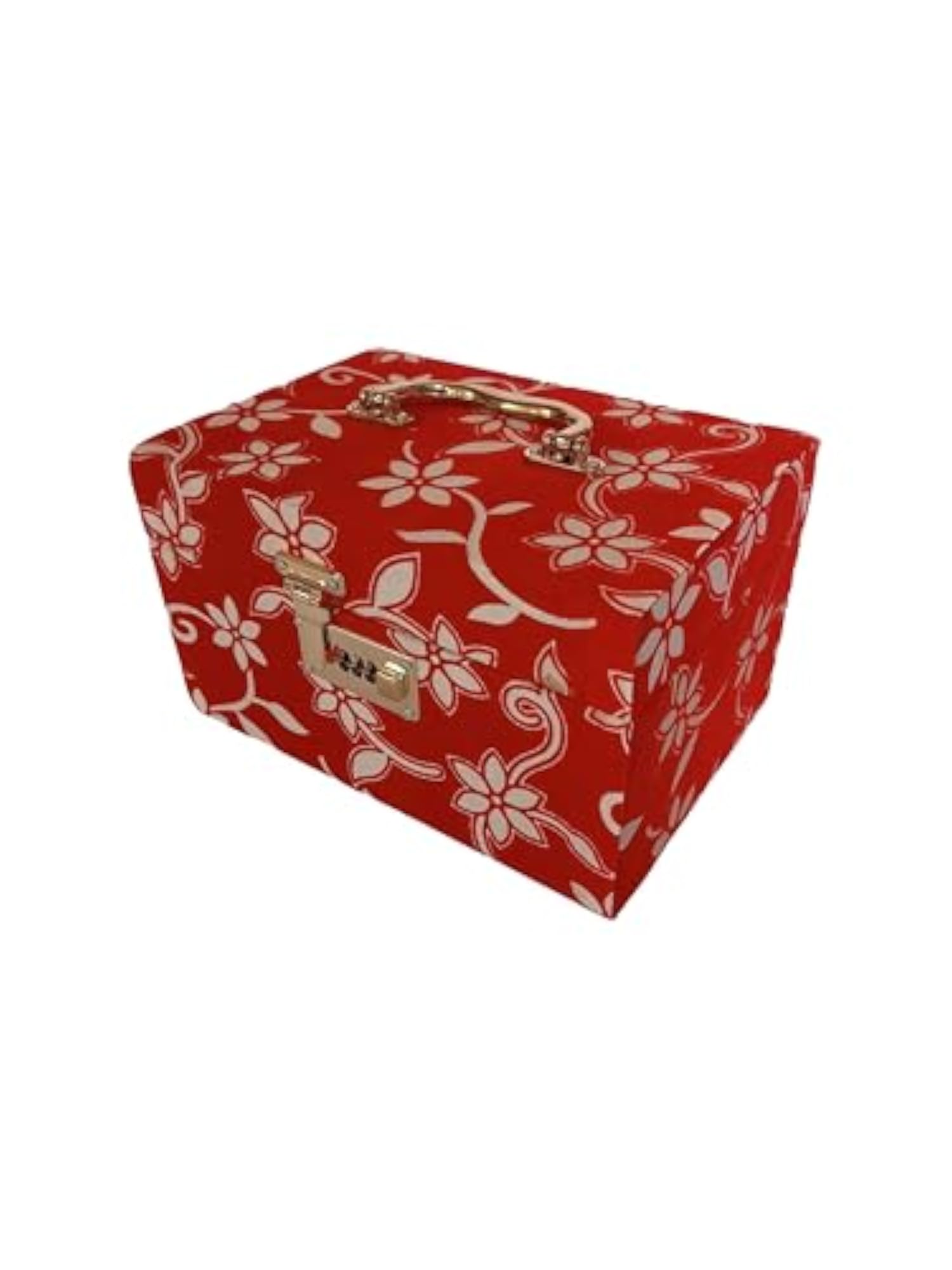 Wooden Makeup Box with Lock and Mirror, Elegant Storage