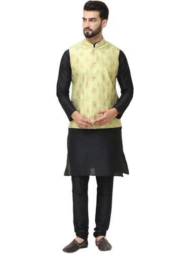 Image of SOJANYA (Since 1958 Men's Silk Blend Kurta Pyjama With Nehrujacket Set