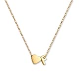 GD GOOD.designs Collar con letra F y colgante de corazón | Collar personalizado de acero inoxidable 316L chapado en oro de 18K | Collar ajustable para mujer 42–47 cm