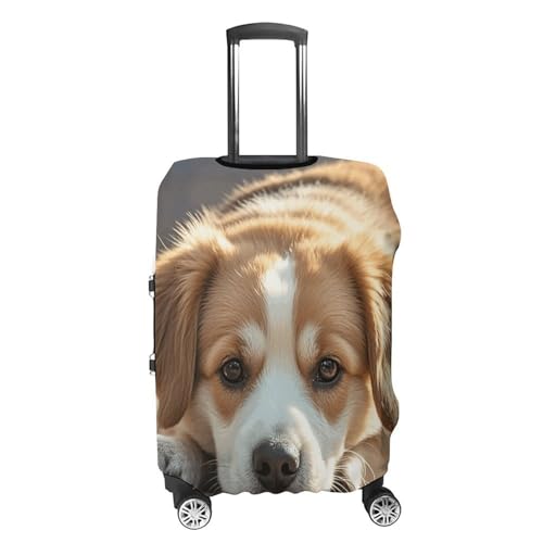 Lazy Dog Puppy Luggage Cover, Elastic Luggage Protector Fits 19-32in Suitcases, Washable & Anti-Scratch Suitcase Cover for Men Women M4