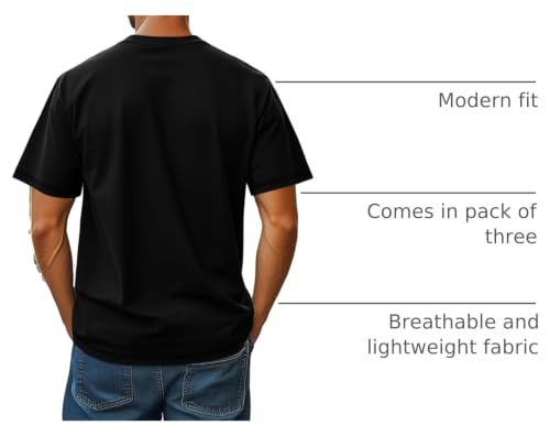 Image of Neer 3 Pack Big and Tall T-Shirts for Men L-7xl Tops | Large Casual Stretch Workout Tees, Short Sleeve Crewneck Oversized Shirts, Classic Summer Outfits, Comfy Basic Loose Clothes