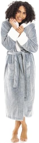 Camille Women's Super Soft Fleece Dressing Gown - Deep Pile Luxury Sherpa  Lined Hooded Bathrobe - Long Sleeved, Belt Fastening & Front Pockets, Blue,  10-12 : Camille: Amazon.com.au: Clothing, Shoes & Accessories