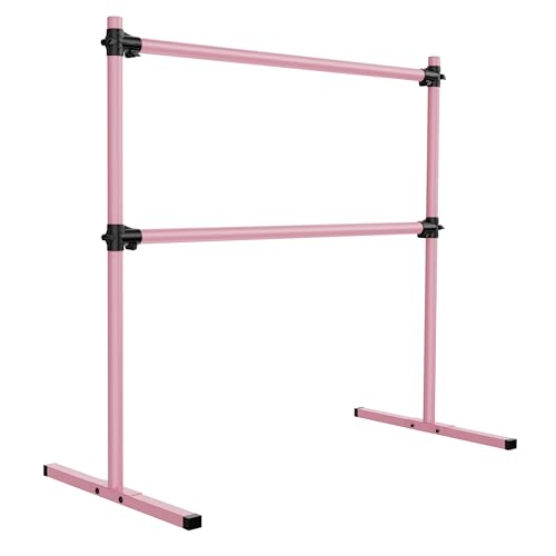 JDGG 4FT Height Adjustable Ballet Barre Freestanding Ballet Bar Heavy Duty Dance Bar Support Sturdy Construction Anti-Slip for Kids Adult Home and Gym use (Pink)